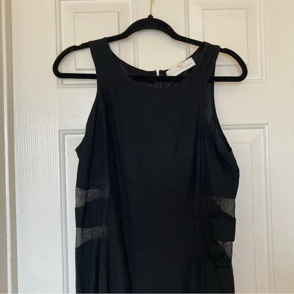 AMANDA UPRICHARD Revolve Silk Mesh Panels Sleeveless Black Sheath Dress Large - Picture 5 of 8